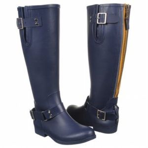 Steve Madden Tsunami Rain Boots Navy/Yellow Size 9